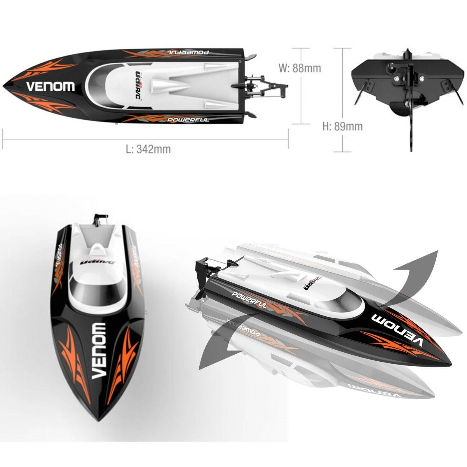 RC Boat 2.4GHz Remote Control Power Venom Boat High Speed Electric Boat