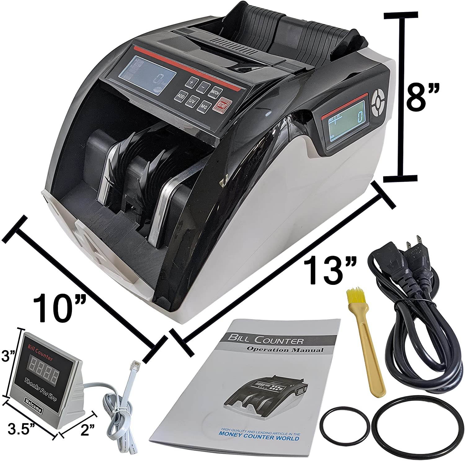USA Business Grade Money Counter with UV/MG Counterfeit Detection - Top Loading Bill Counting Machine w/Batch Modes - Additional Display - Fast Counting Speed 1000 Notes/min