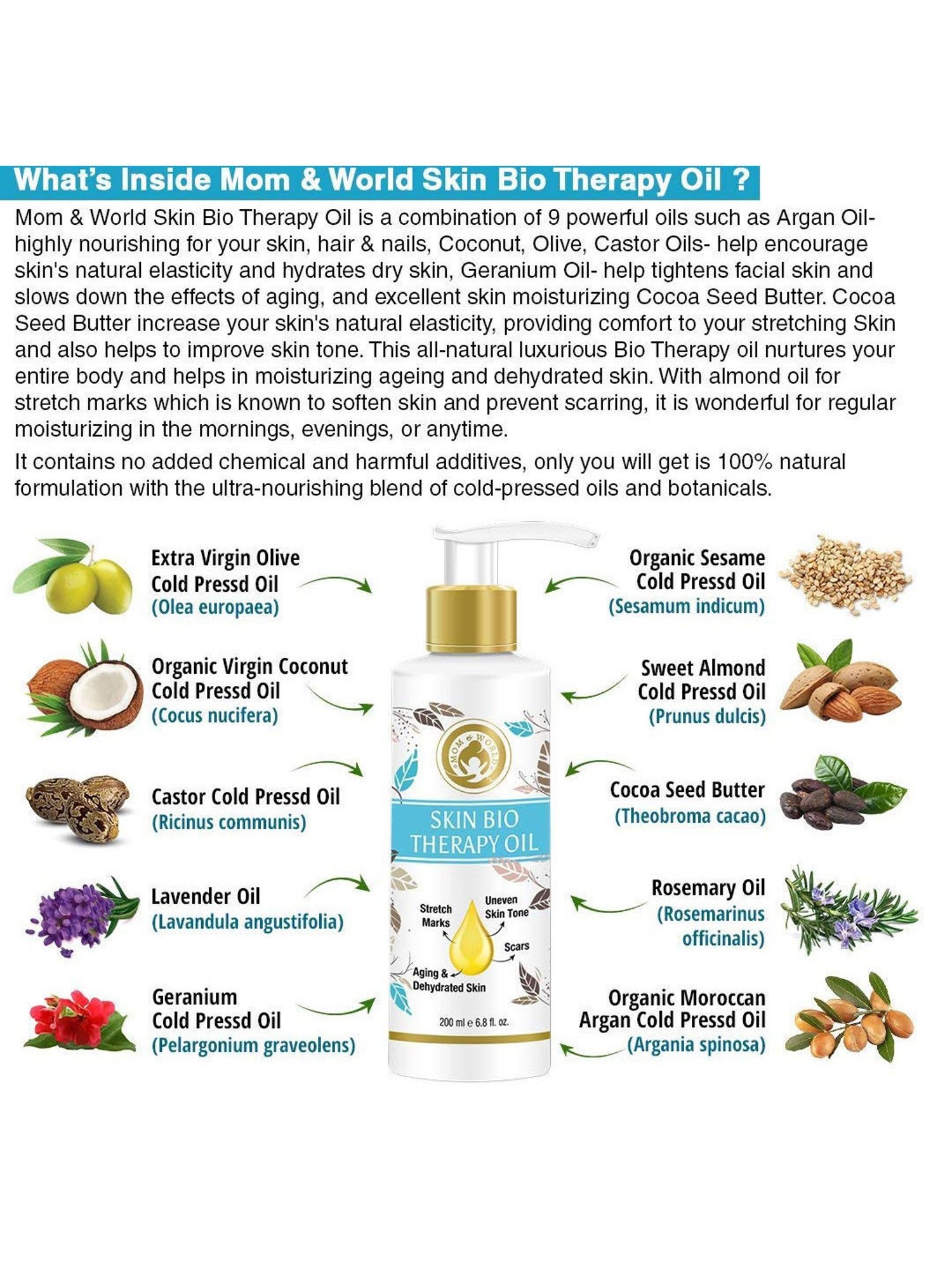 Mom & World Skin Bio Therapy Oil For Stretch Marks - 200 ml