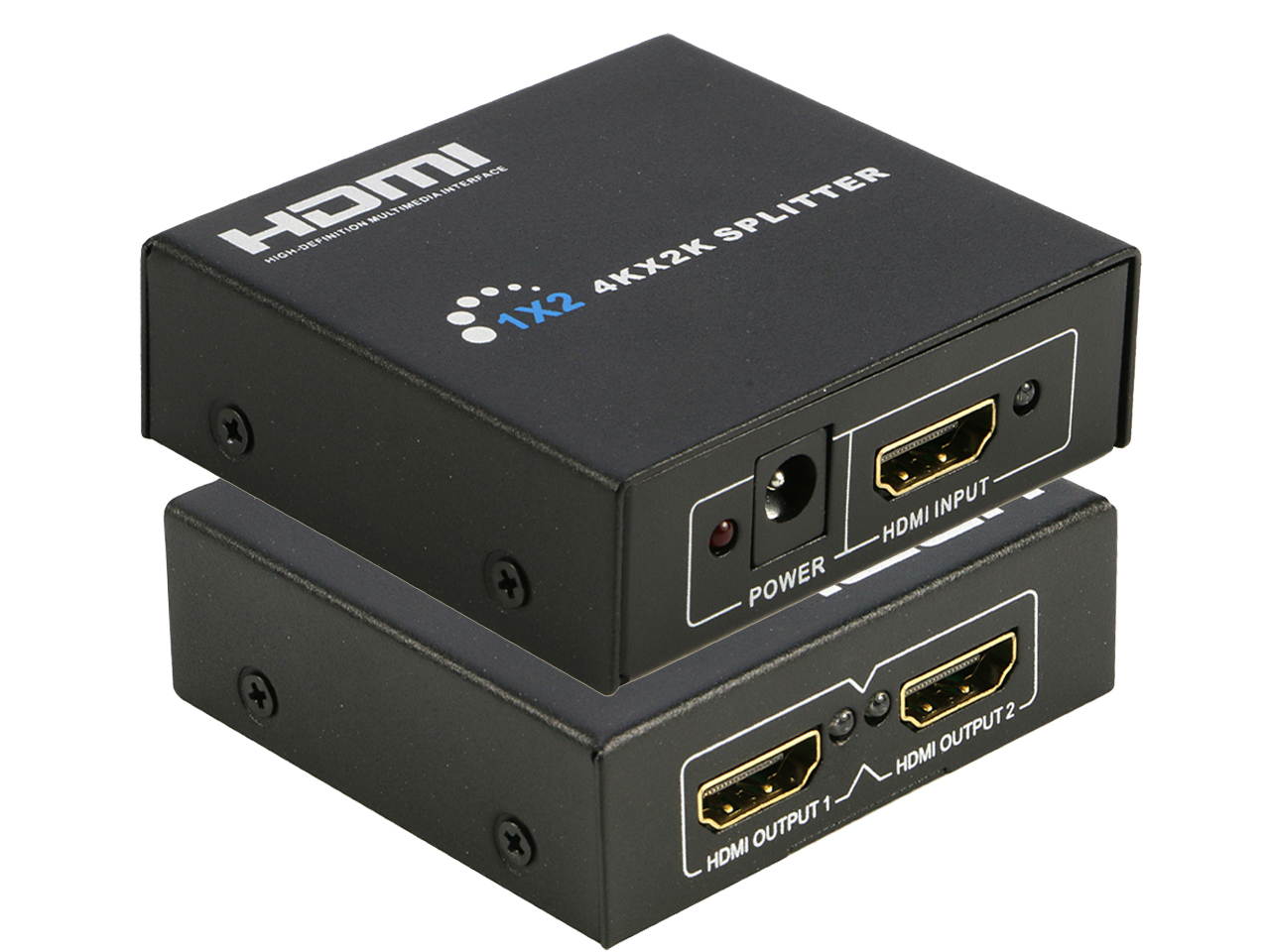 HDMI Splitter 1 in 4 Out V1.4b, iXever Powered HDMI Video Splitter with AC Adapter Duplicate/Mirror Screen Monitor Supports Ultra HD 4Kx2K@30Hz 1080P and 3D Resolutions (1 Input to 4 Outputs)