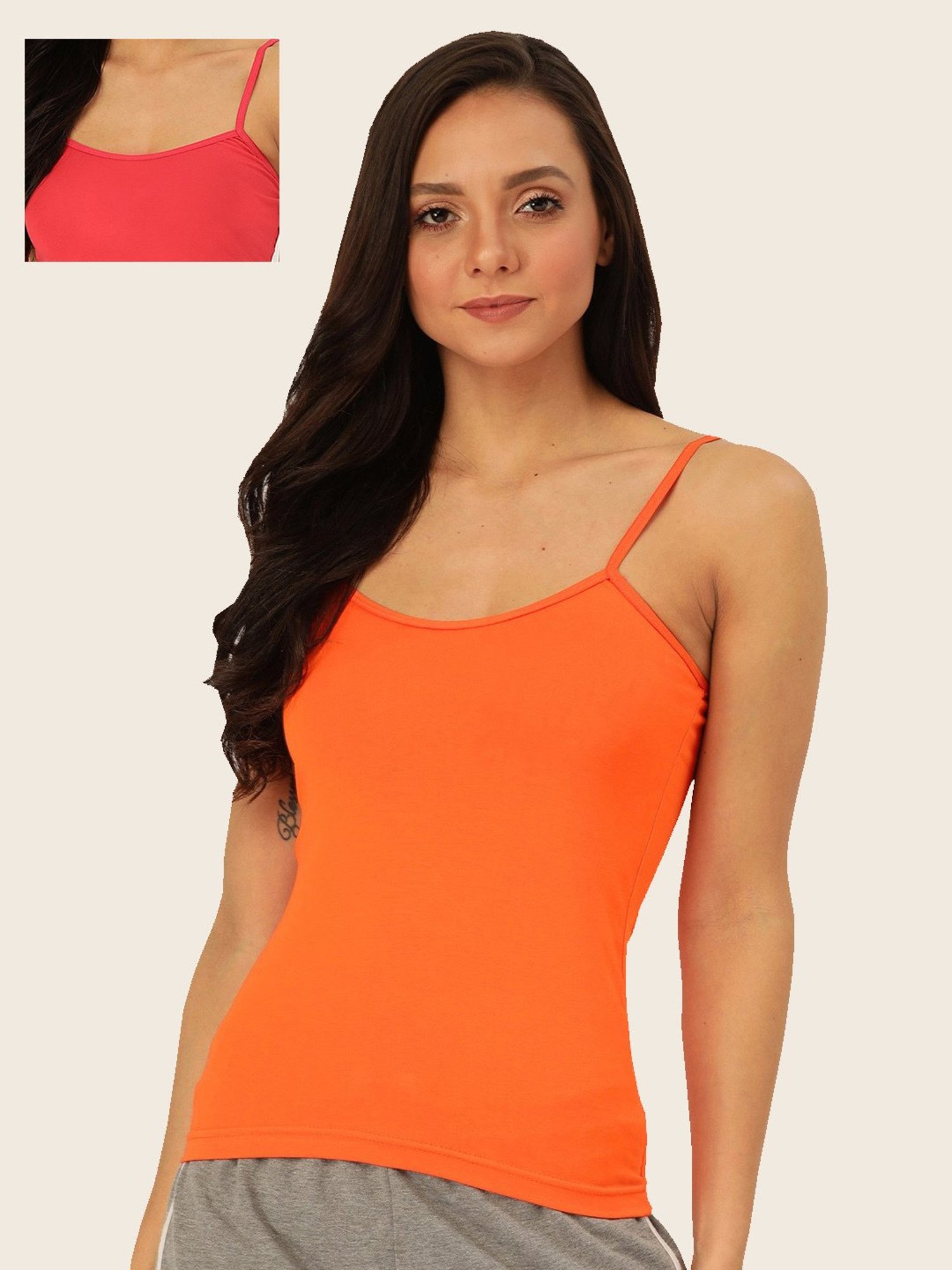 Lady Lyka Multicolor Cotton Camisole (Pack Of 2)