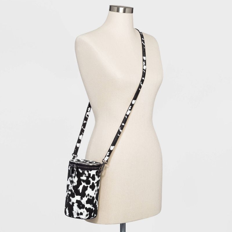 Stella & Max Piper Zip Closure Cylinder Crossbody Bag - White/Cow Print