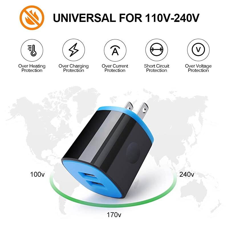 Phone Wall Charger Micro USB Cable, Charger Head Charge Block with 6ft Fast Charging Cord Compatible for Samsung Galaxy S7 S6 Active J3 S5 S2 J7 J7V J5 J3 J3V J2, Moto E5 E4 G4 G5S G6/G6 Play