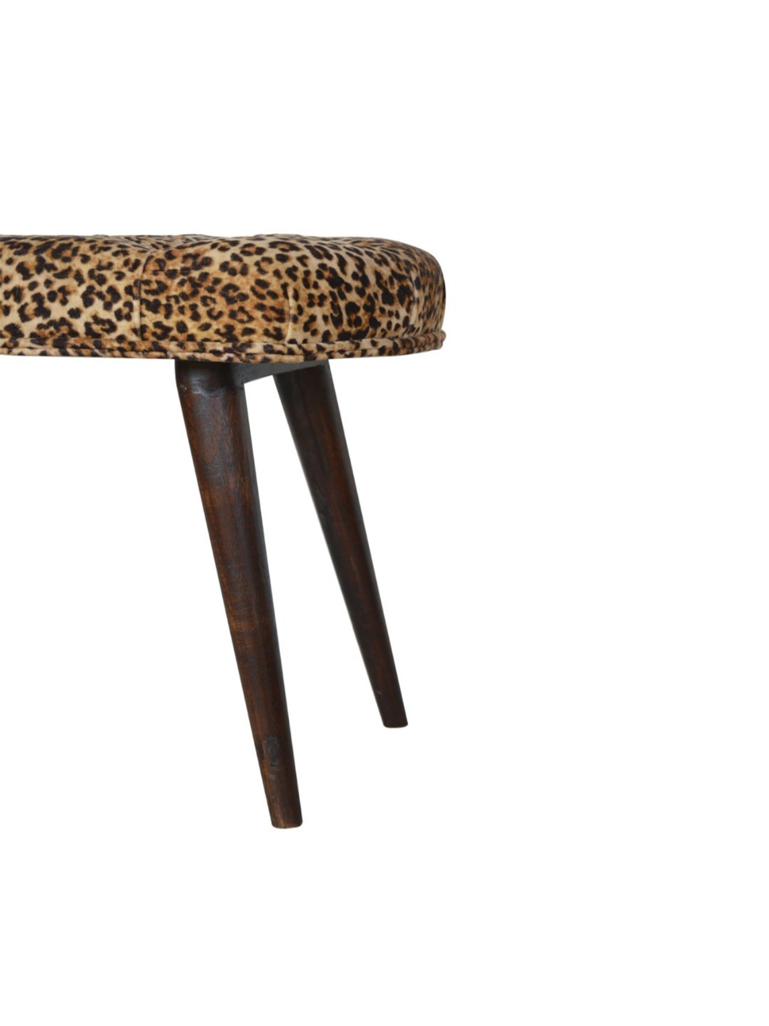 Artisan Furniture Brown Animal Print Print Deep Button Bench Brown Finish