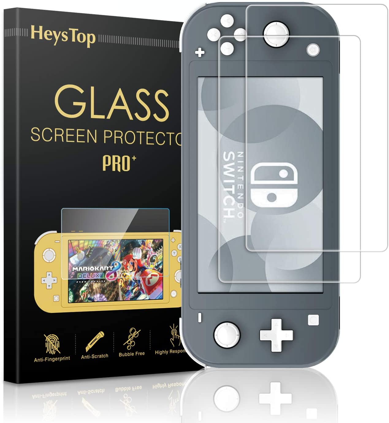 [2 Pack] Screen Protector for Nintendo Switch Lite, HEYSTOP Tempered Glass Film with Anti-Scratch for Nintendo Switch Lite