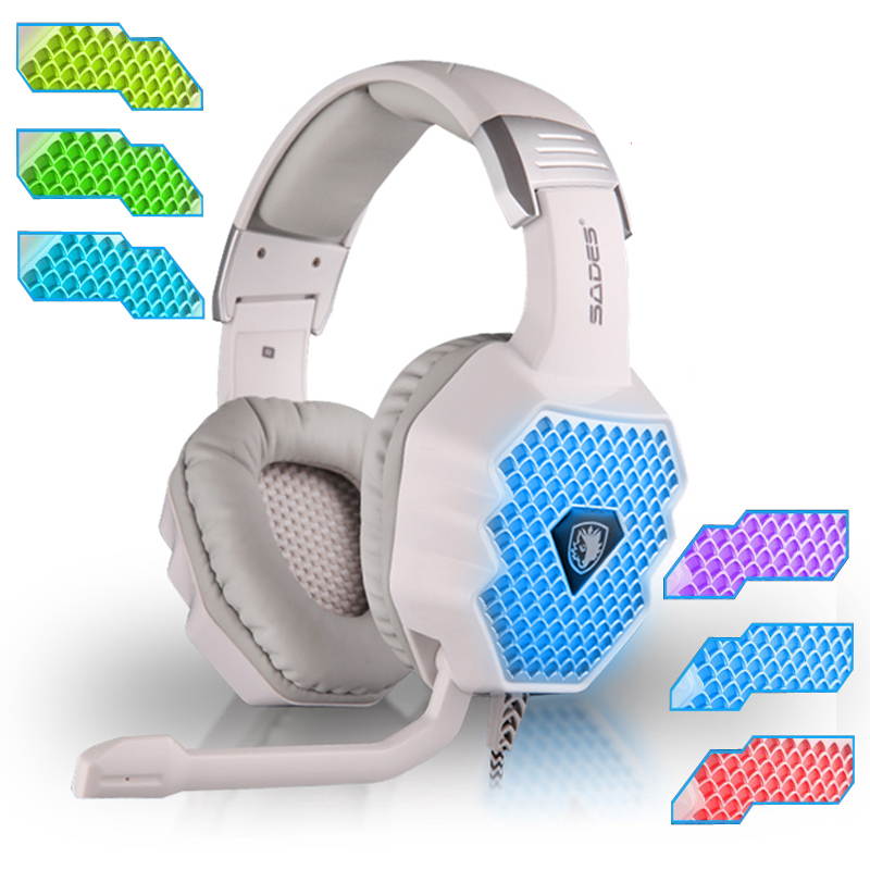 SADES A70 Professional Gaming Headphone Headset For Computer Gamer LED Light USB Plug 7.1 Surround Stereo Bass Earphone With Mic