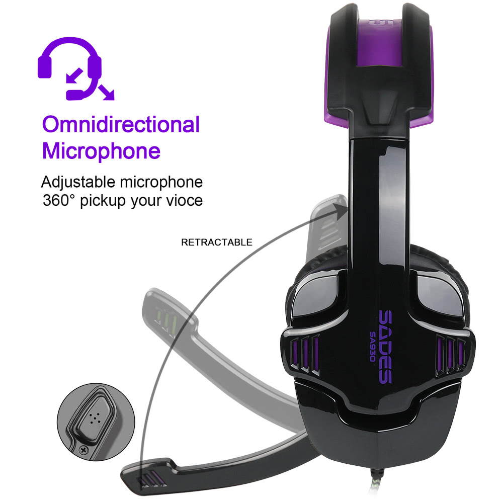 SADES SA-930 3.5mm Gaming Headsets with Microphone Noise Cancellation Music Headphones Black-green for PS4 New Xbox One Laptop Tablet PC Mobile Phones