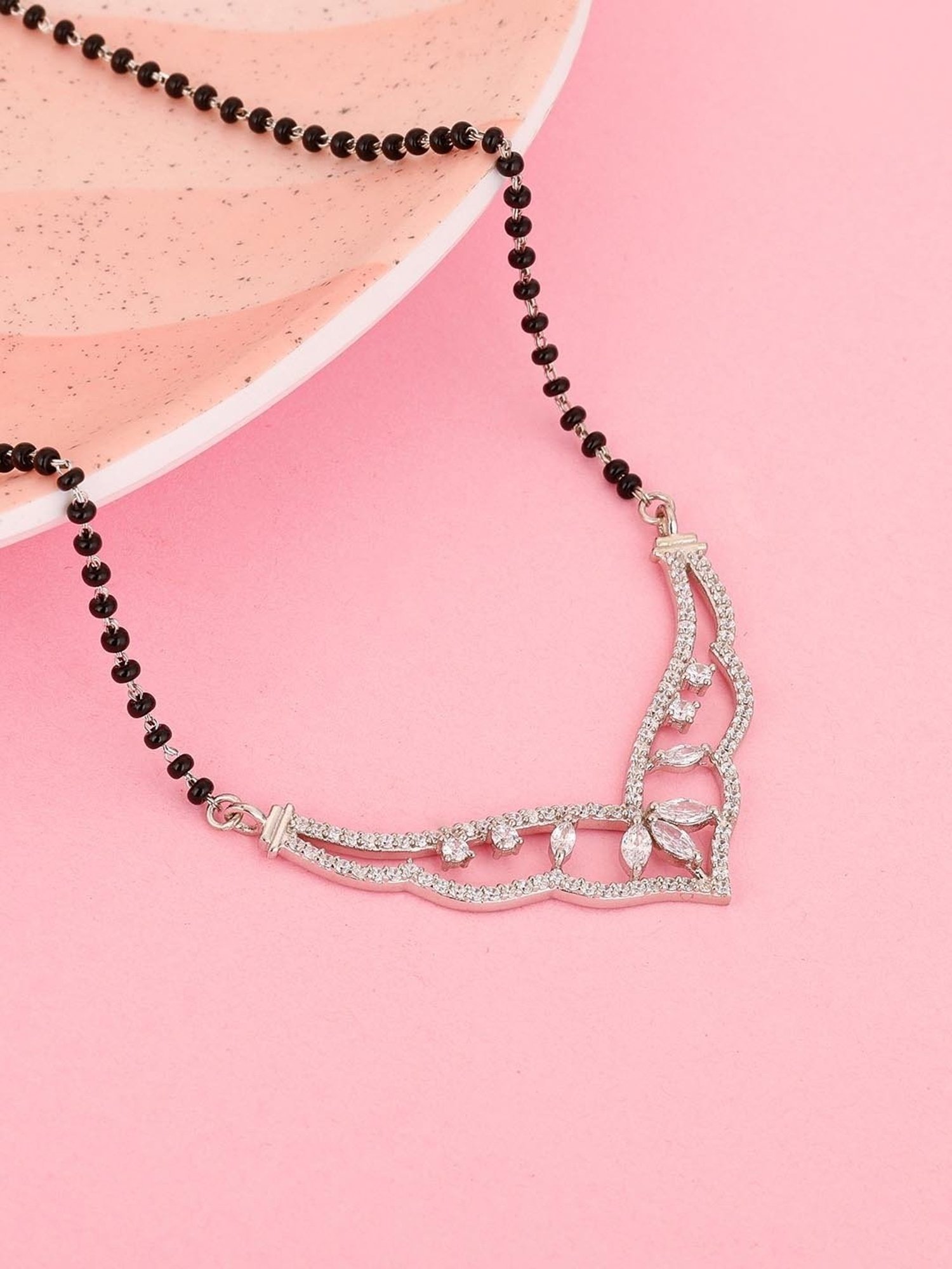 GIVA 92.5 Sterling Silver Crown Mangalsutra for Women