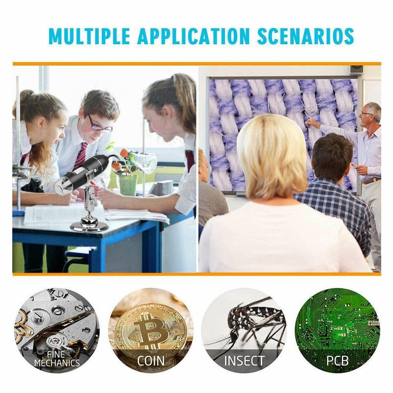 1600x Camera 8 LED OTG Endoscope USB Digital Microscope Magnificon w/ Stand