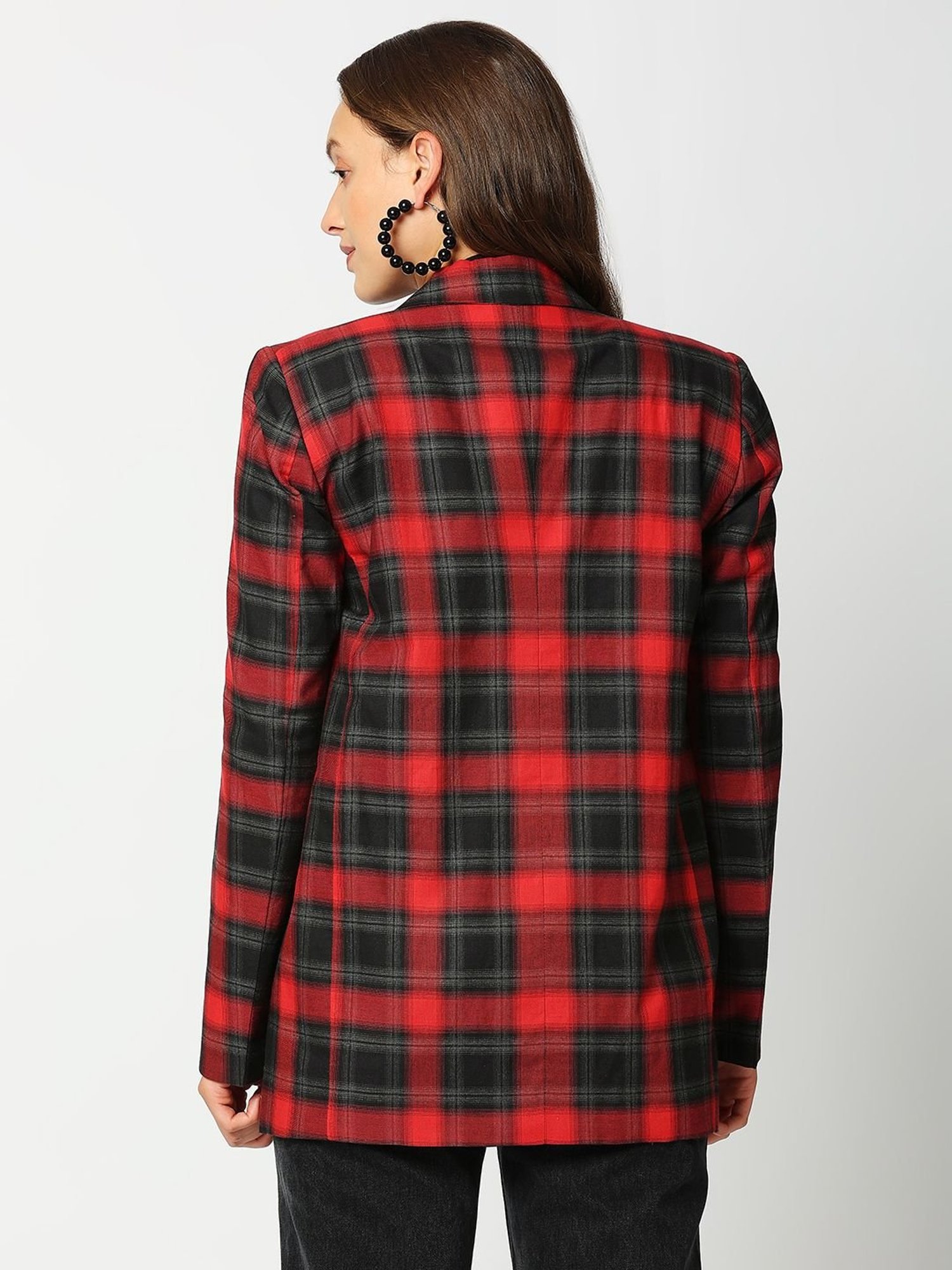Remanika Red Pure Cotton Chequered Jacket