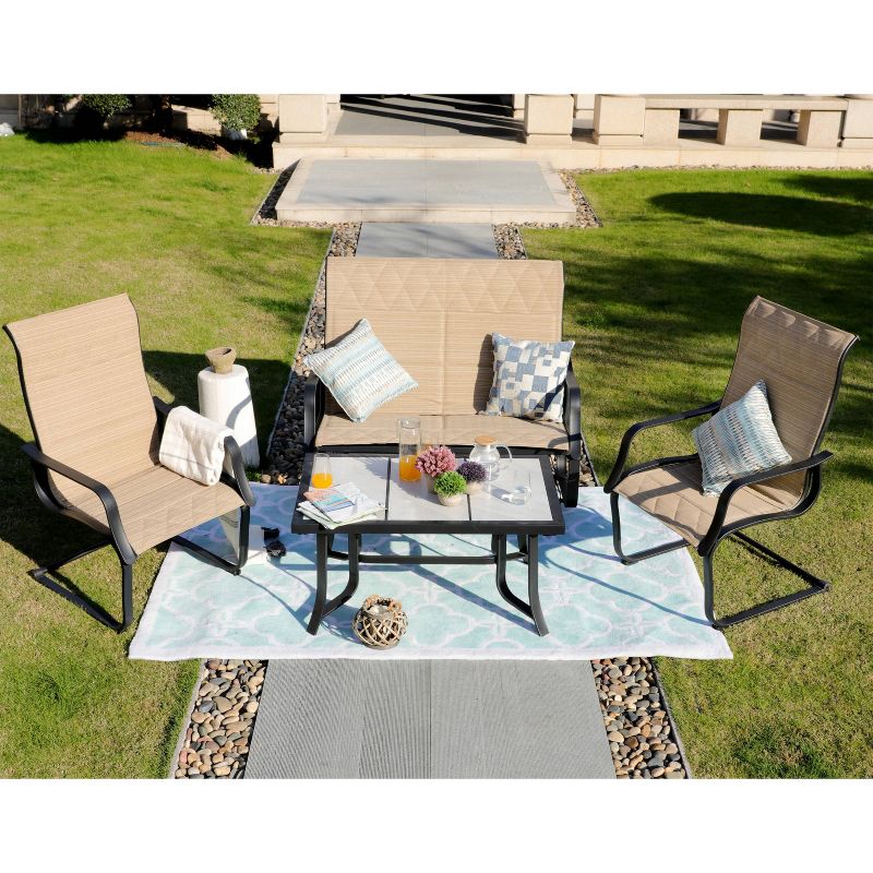 4pc Conversation Steel Patio Seating Sets Cream - Lokatse