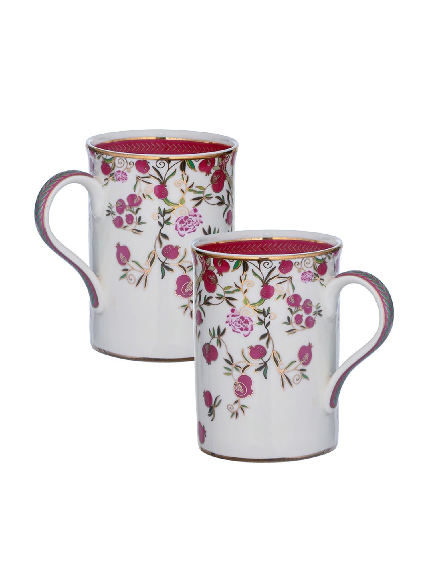 Trovea's Pom Passion 24K Gold Red Ceramic Mugs - Set of 2
