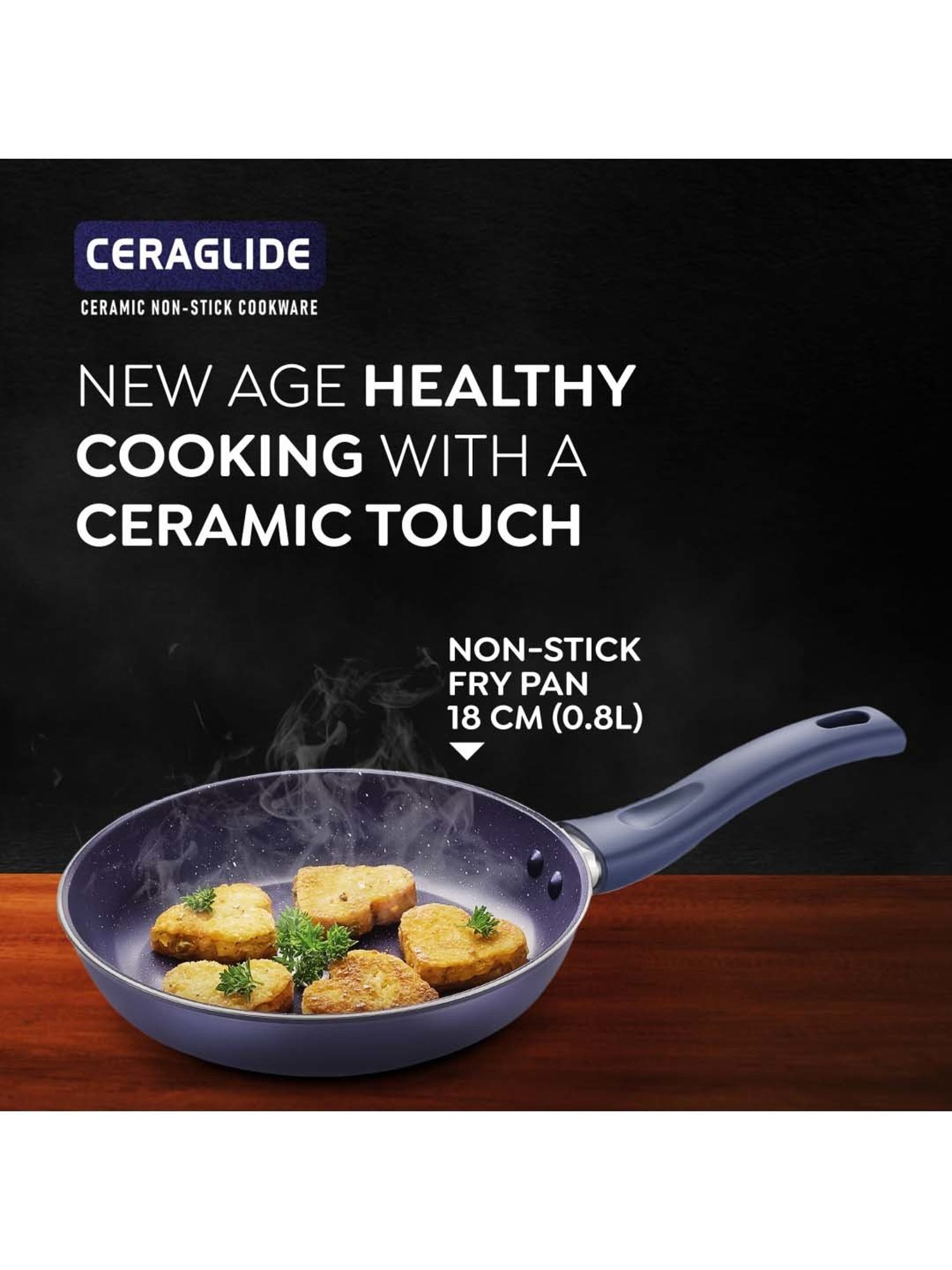 Prestige Ceraglide Ceramic Coating Blue Aluminium 18 cm Induction Non-Stick Fry Pan (0.8 L)