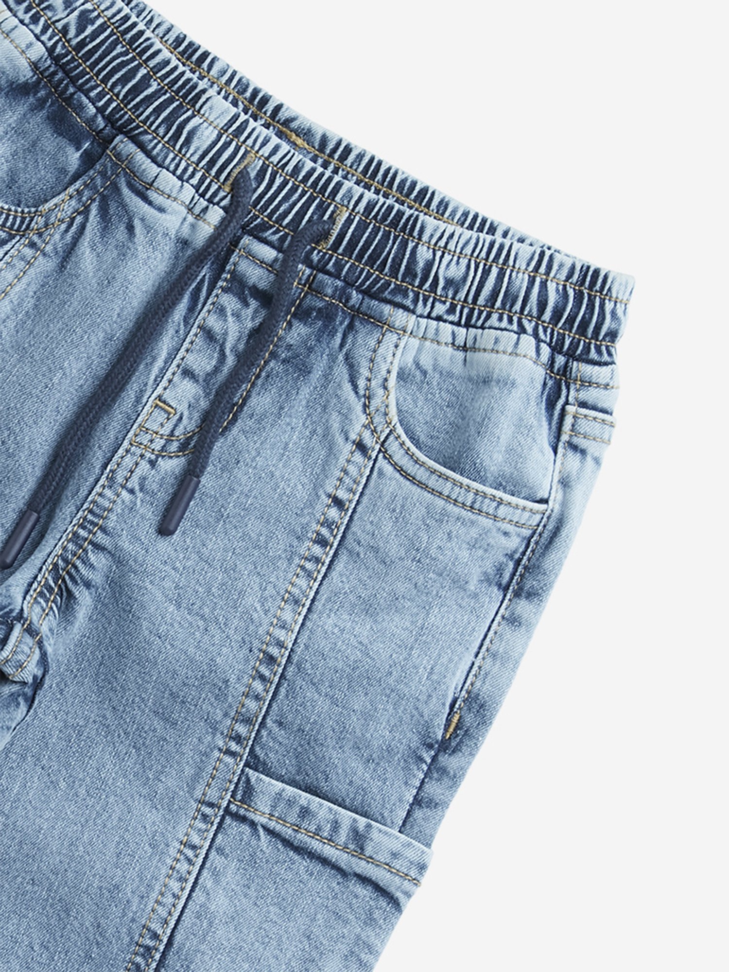 HOP Kids by Westside Blue Cargo-Style Mid-Rise Denim Joggers