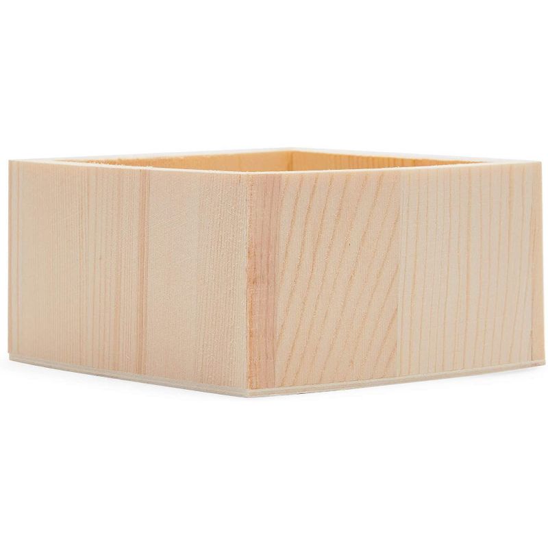 Bright Creations 6 Pack Unfinished Wooden Box Craft Storage Organizer, Planter, Art Supplies (3.7 x 2 in)