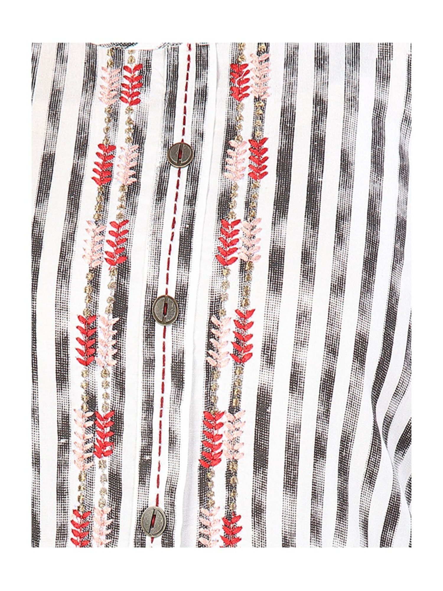 Aarika Kids White & Black Striped Dress