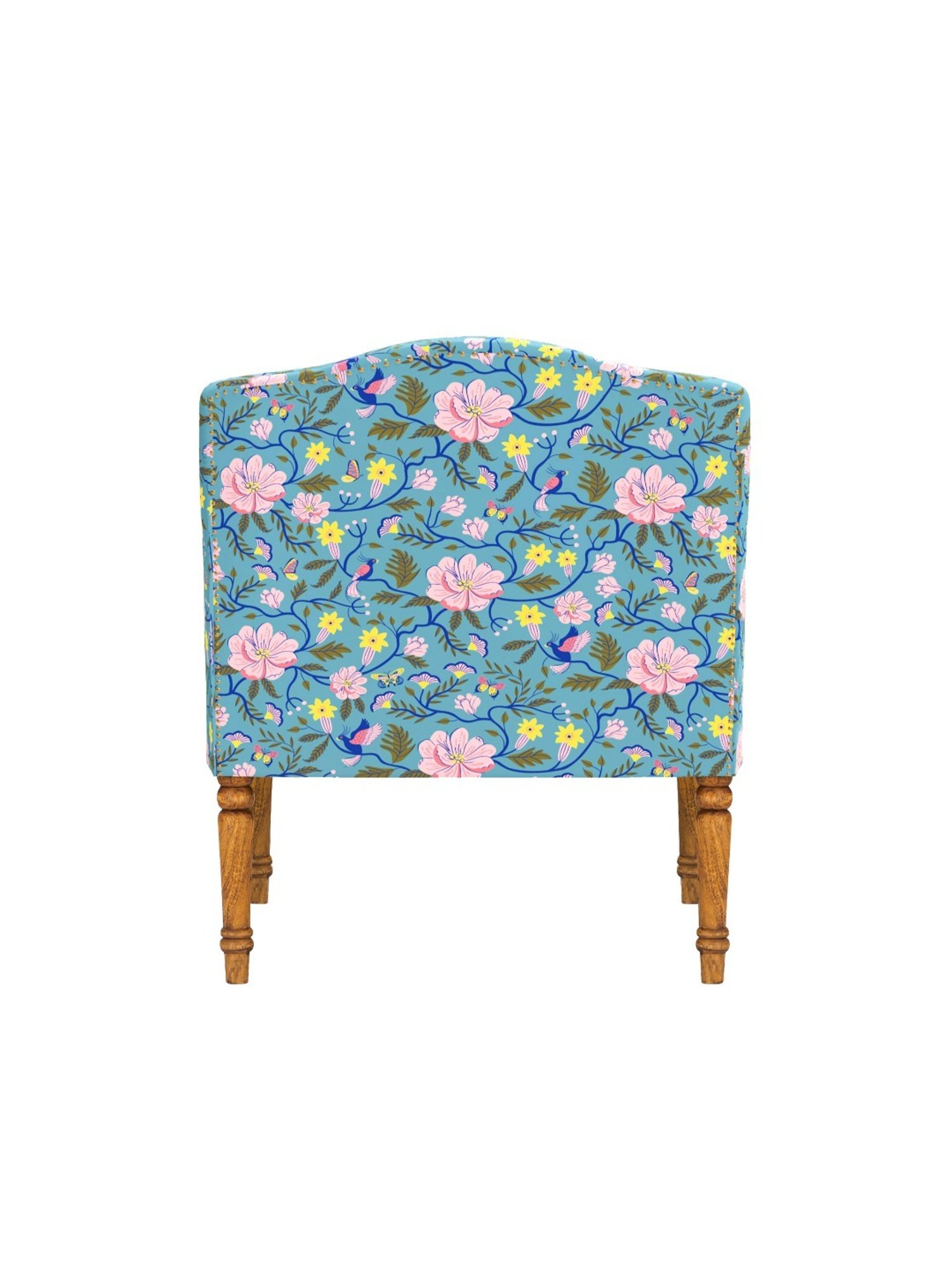 Chumbak Nawaab Spring Bloom Floral Blue Wood Arm Chair