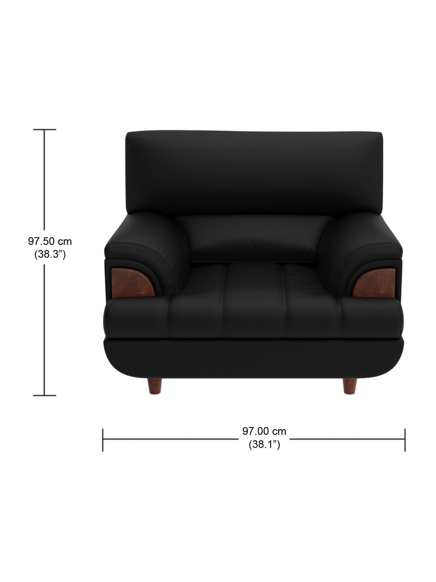 Godrej Interio Bayflow Black Leatherette 1 Seater Sofa
