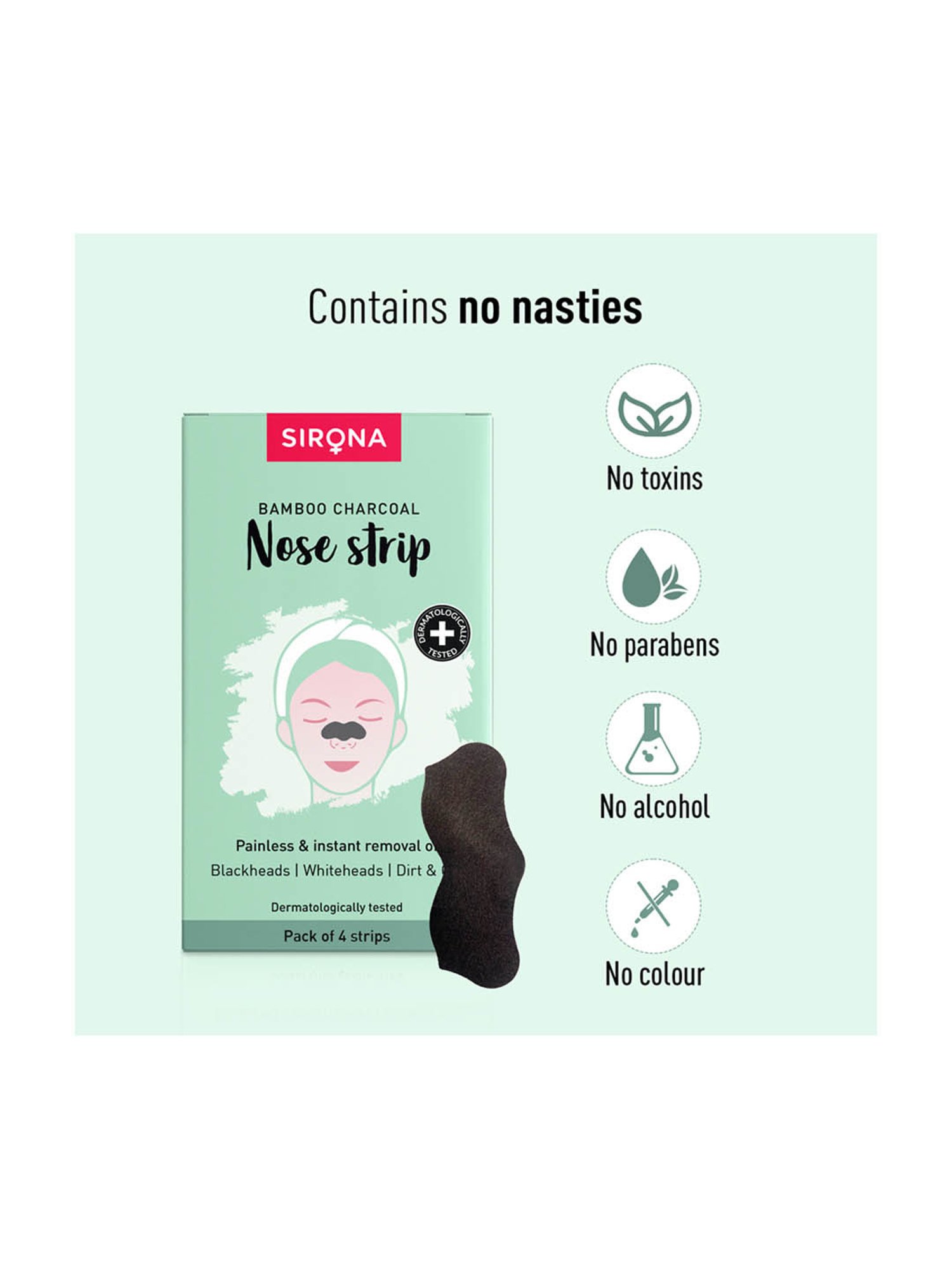 Sirona Bamboo Charcoal Nose Strips Pack of 1 - 4 Strips