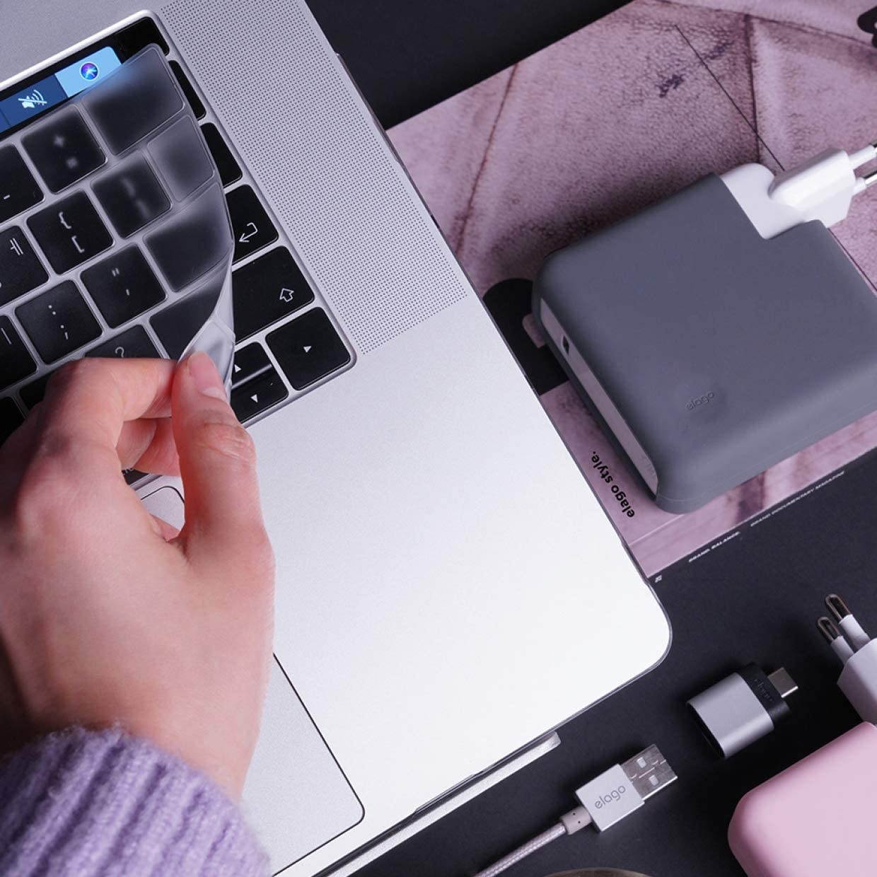 elago Ultra Thin Keyboard Skin for MacBook Pro 16" with Touch Bar and Touch ID [Version 2020] [A2141] (Transparent)