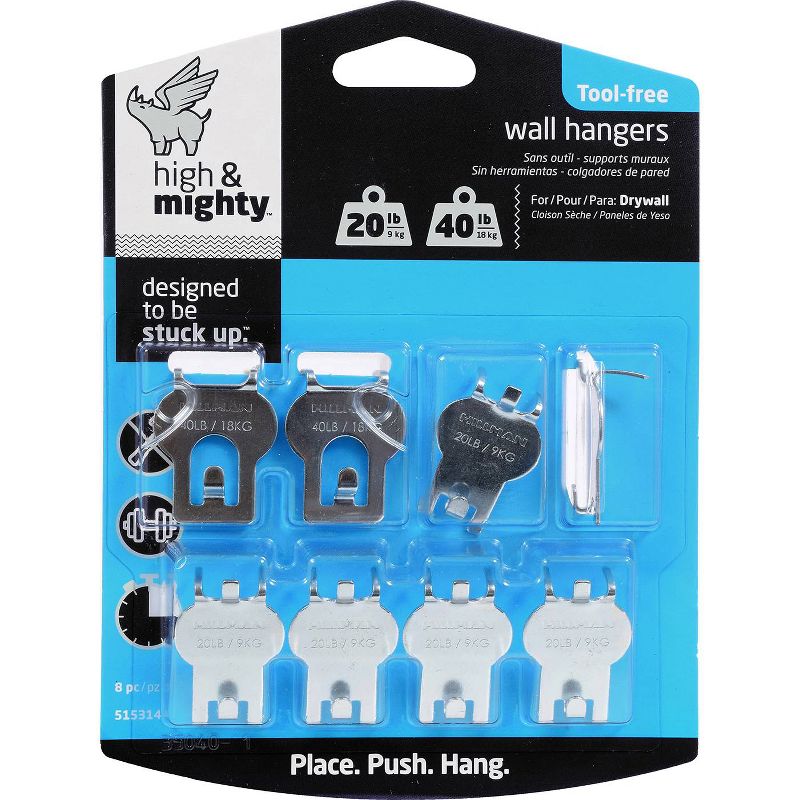 20-40lb Wall Hanging Kit Silver - High & Mighty
