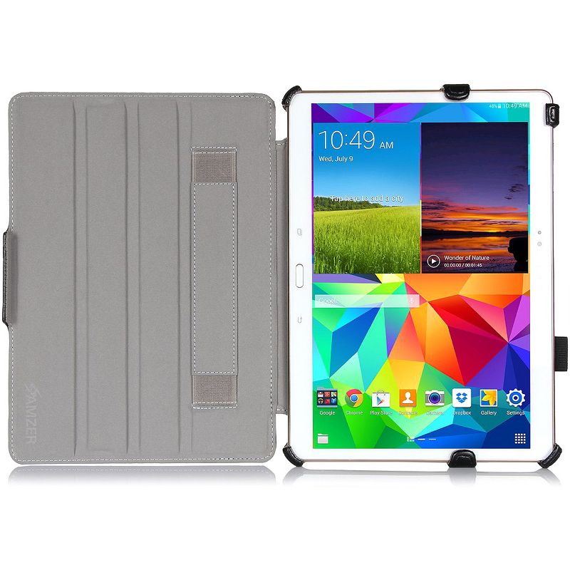 Amzer Carrying Case (Portfolio) for 10.5" Tablet - Black - Scratch Resistant - Vegan Leather, MicroFiber - Textured - Hand Strap