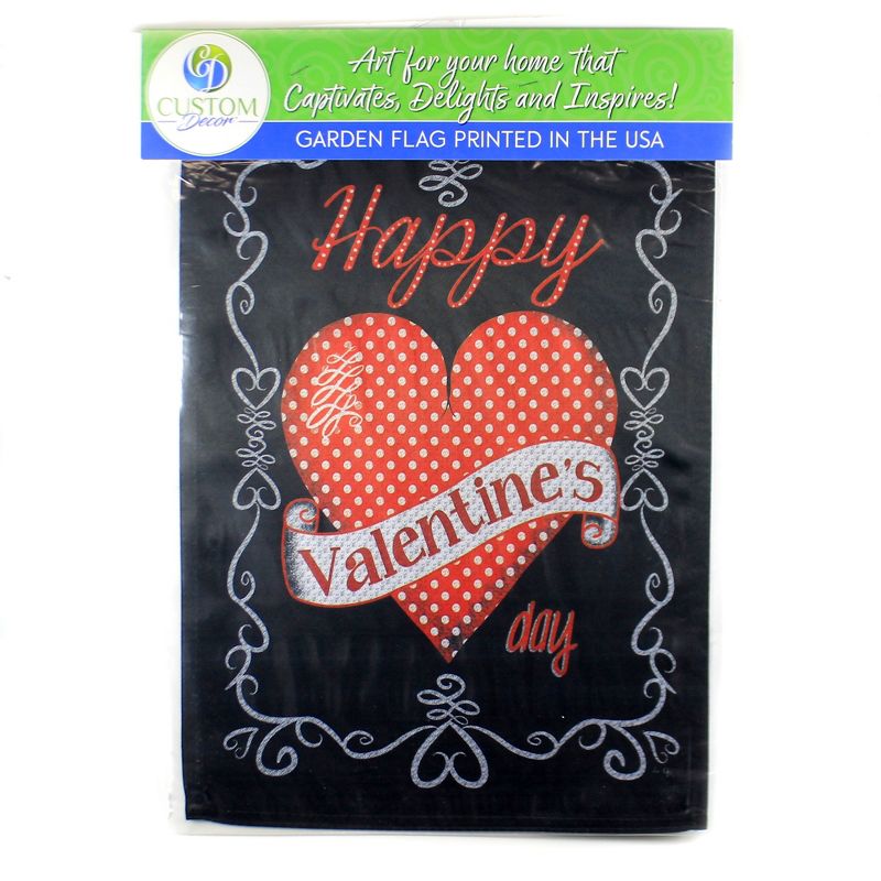 Home & Garden 17.75" Valentine On Black Garden Flag Printed In The Usa Custom Decor  -  Flags