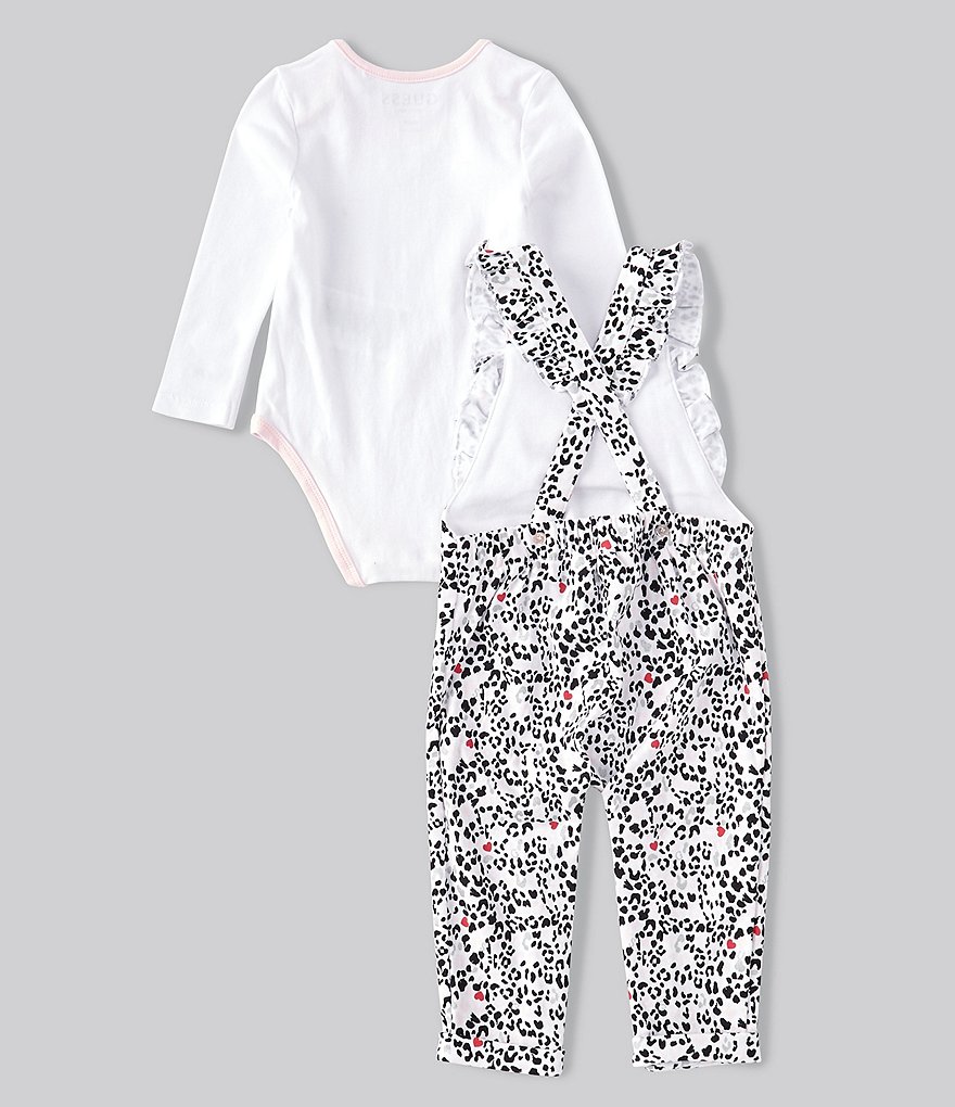 Guess Baby Girls Newborn-12 Months Long-Sleeve Solid Bodysuit & Animal Printed Jumper Set