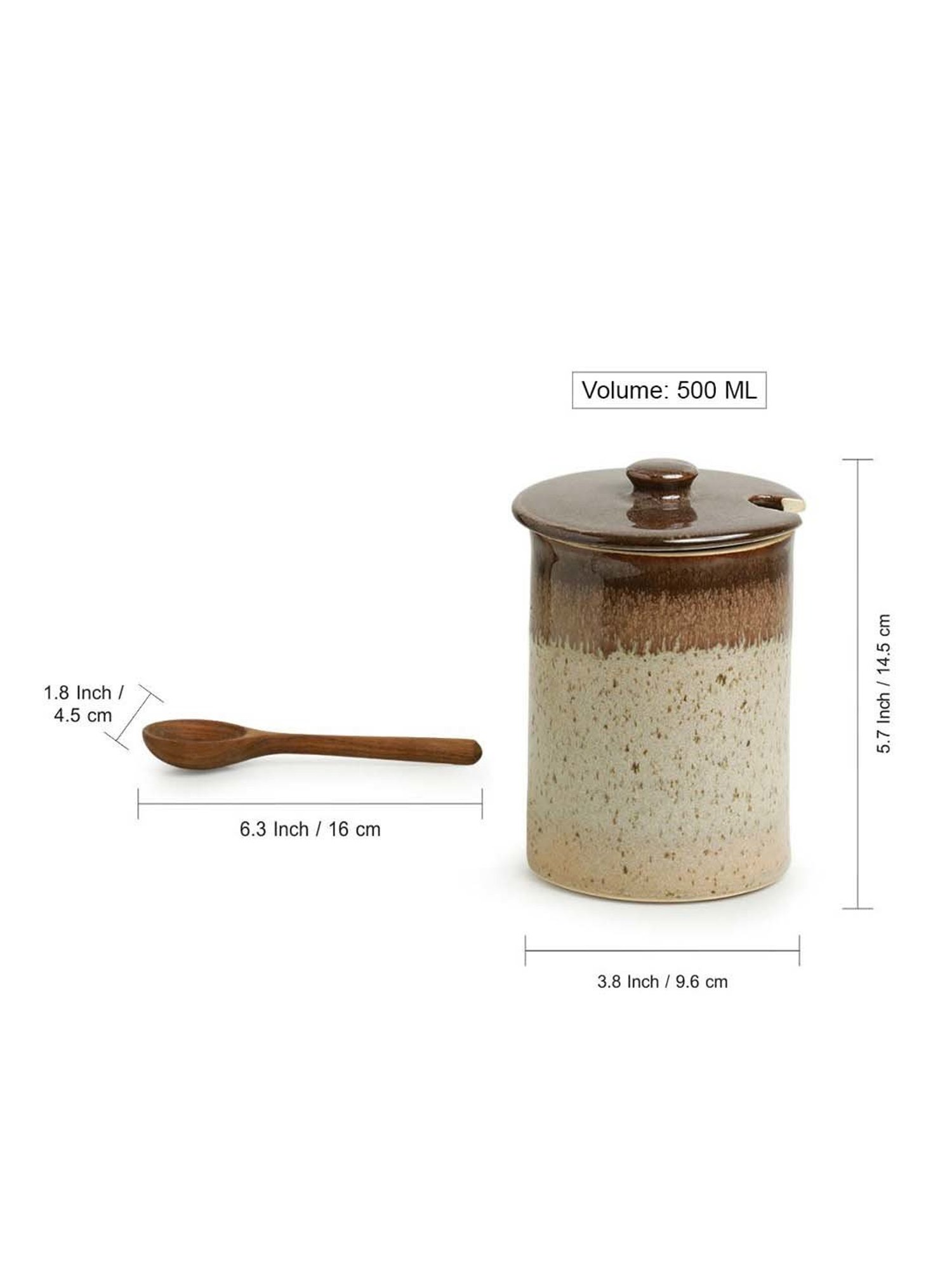 ExclusiveLane Refreshing Creams Studio Pottery Ceramic Pickle & Jam Jar With Spoon