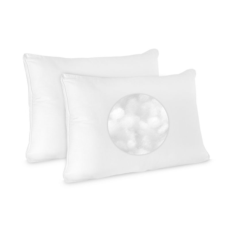 SensorPEDIC Low Profile Hypoallergenic Flat Fiber Filled Jumbo Bed Pillow - 2 Pack