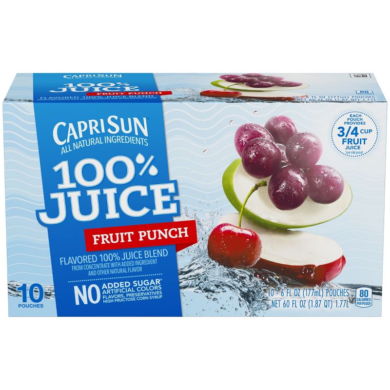 Capri Sun 100% Fruit Punch Juice - 10pk/6 fl oz Pouches