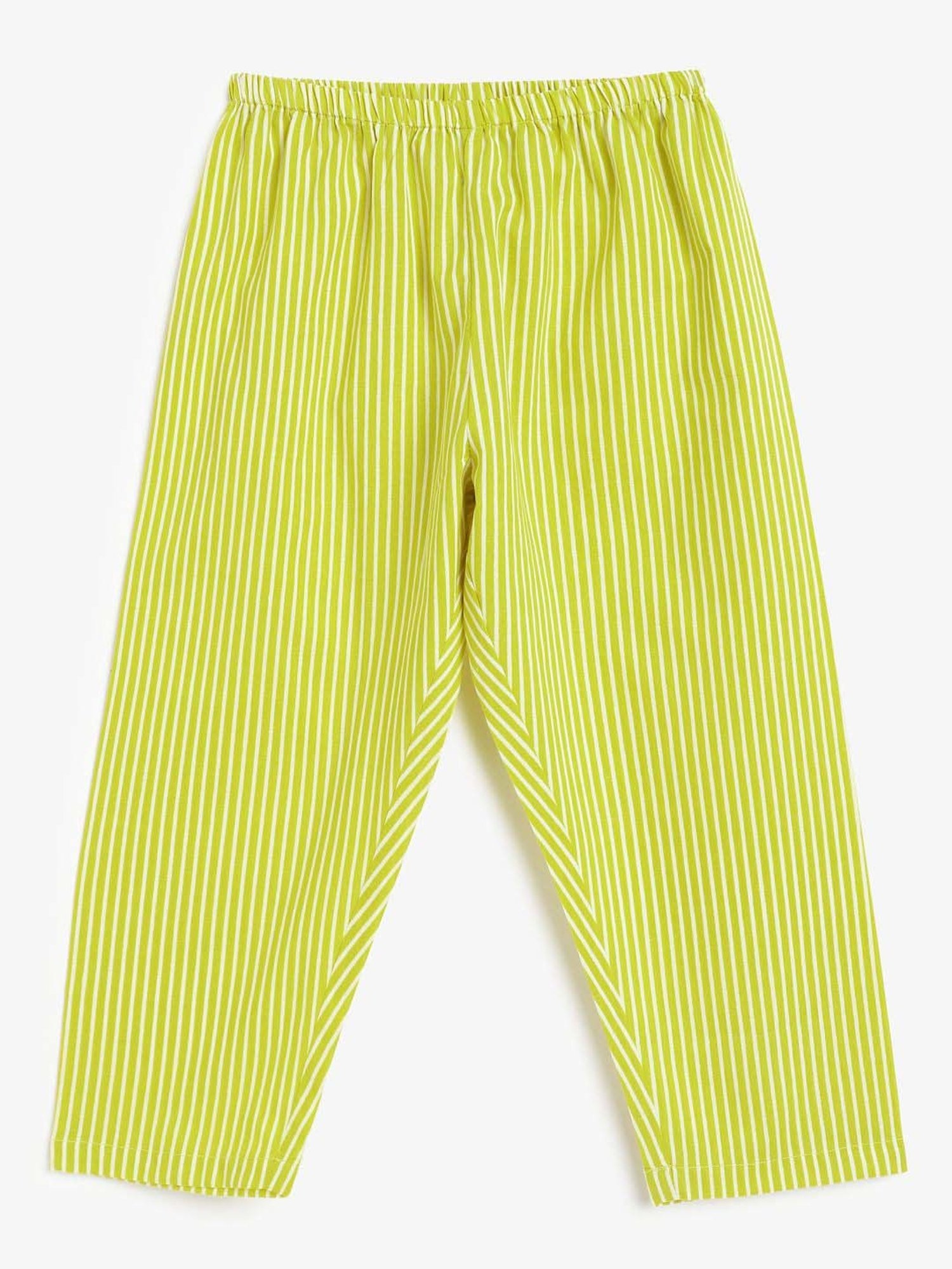 Campana Kids White & Green Cotton Printed Full Sleeves T-Shirt & Trouser