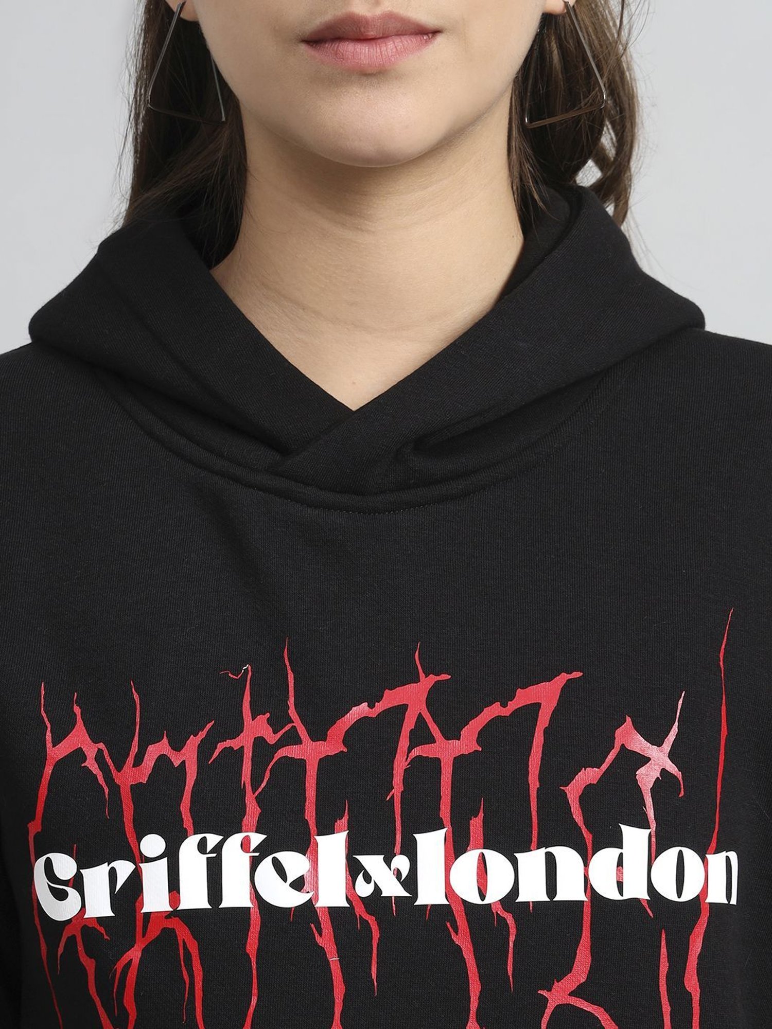 GRIFFEL Black Printed Sweatshirt Track Pants Set