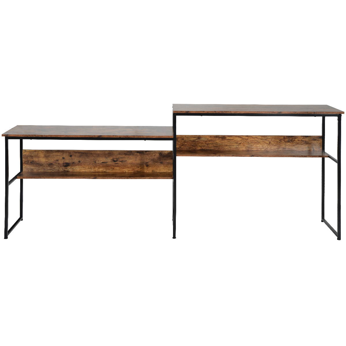 94.4" Home Office Two Person Desk Double Workstation Office Desk Writing Study Desk Extra Large Computer Desk Gaming Desk with Open Storage Shelves Brown