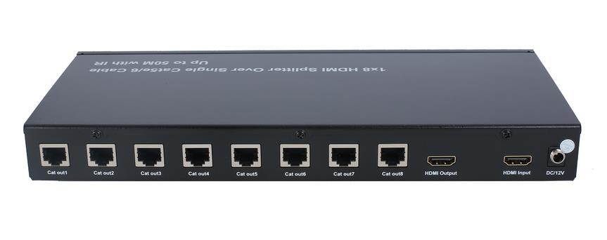 WolfPack 1X8 HDMI Splitter Over Single CAT-5 Cables to ~125 Feet