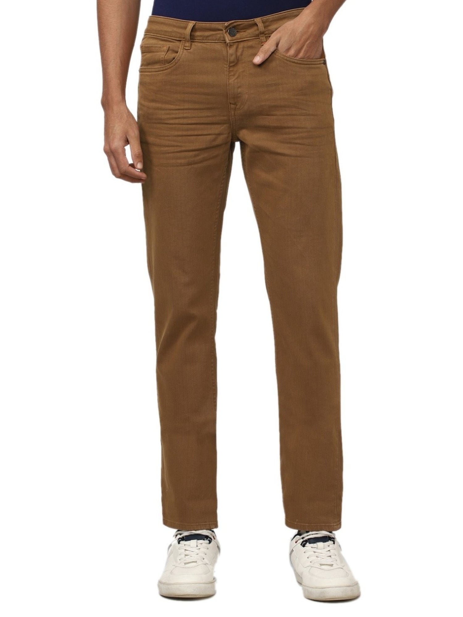 Simon Carter London Regular Brown Lightly Washed Mid Rise Jeans