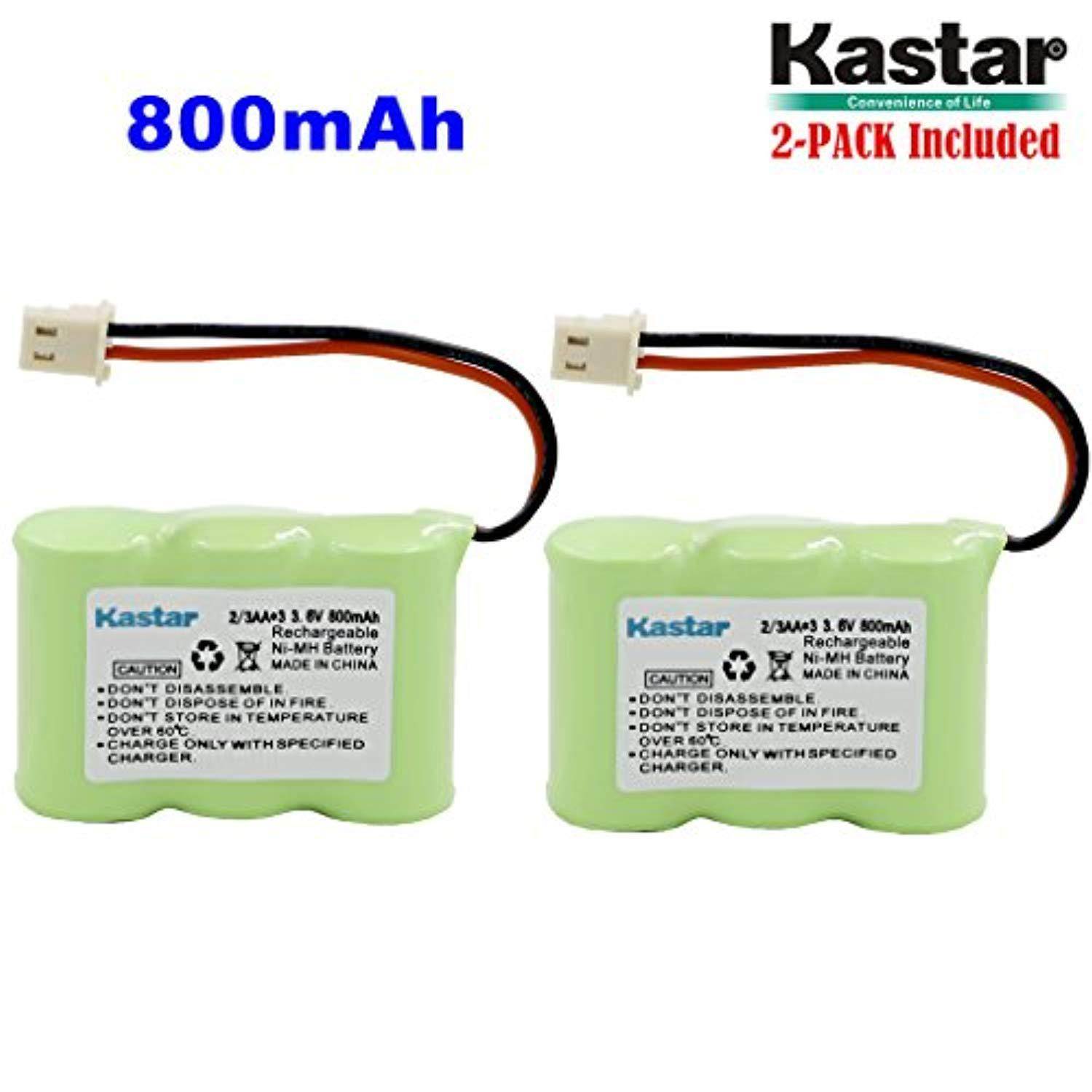 kastar 2-pack 2/3aa 3.6v 800mah 5264 ni-mh rechargeable battery for home phone v-tech 80-1338-00-00 89-1332-00-00 89-1338-00 bt