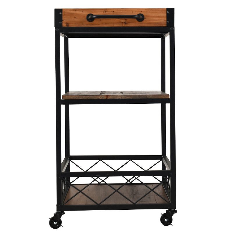 Costway 3 Tier Rolling Kitchen Trolley Island Cart Serving Dining Storage Shelf Utility Black Iron