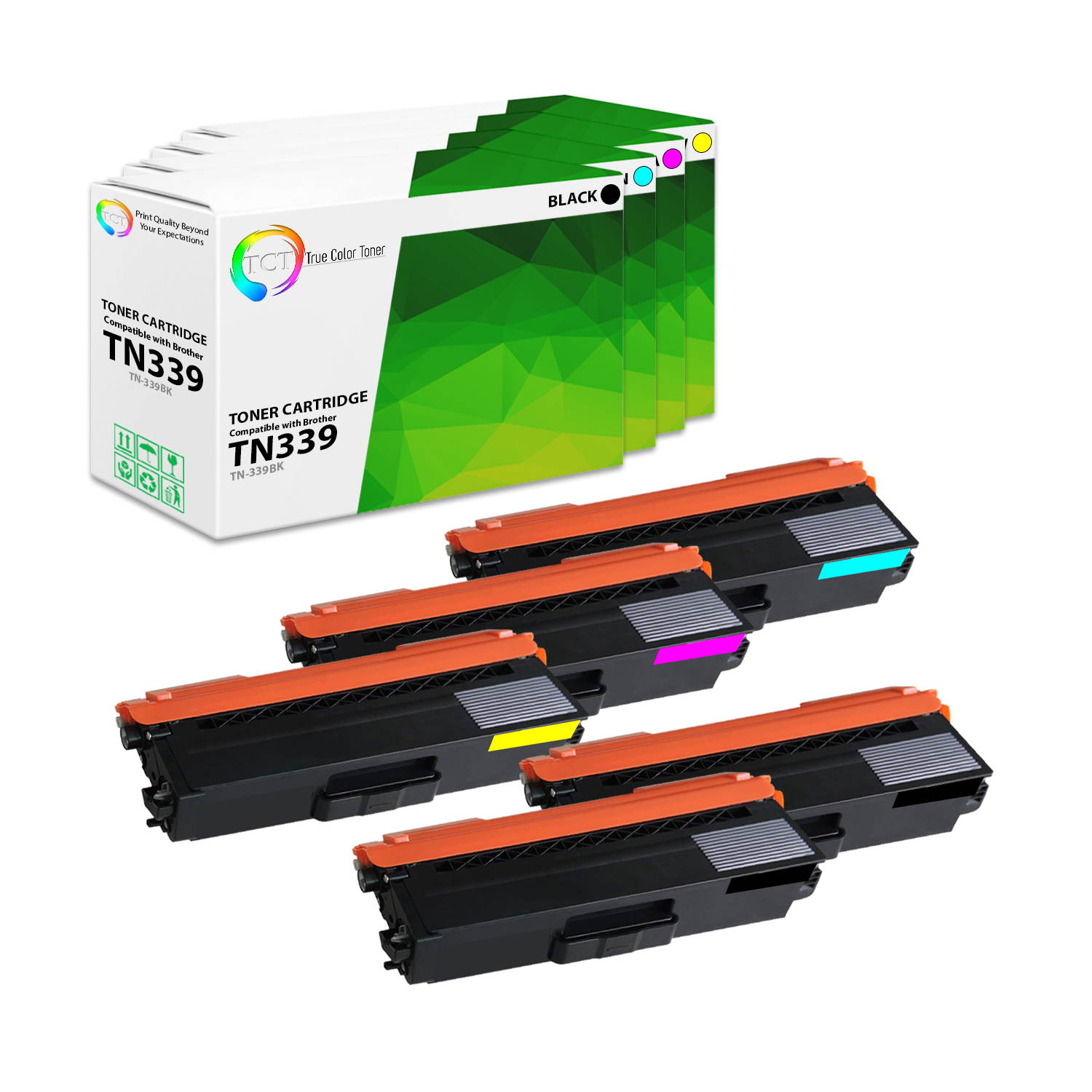 TCT Premium Compatible Toner Cartridge Replacement for Brother TN-339 TN339C TN339M TN339Y Super High Yield works with Brother HL-L9200, MFC-L9550 Printers (C, M, Y) - 3 Pack