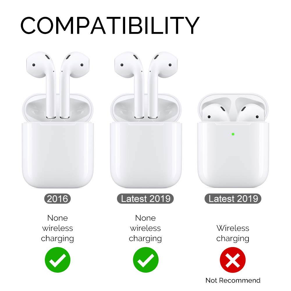Case Cover for Airpods, Portable Shockproof Soft Silicone Protective Skin with Keychain Compatible with Apple AirPods 2 & 1, Premium Waterproof Airpods Accessories for AirPods Charging Case