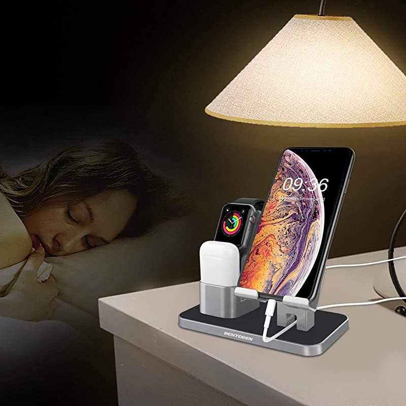 Compatible with Apple Watch Stand Airpods Charger Dock Cell Phone Stand Universal Desktop Stand Charging Station Holder for iWatch Airpods iPhone iPad Tablet Android Smartphone Space Gray