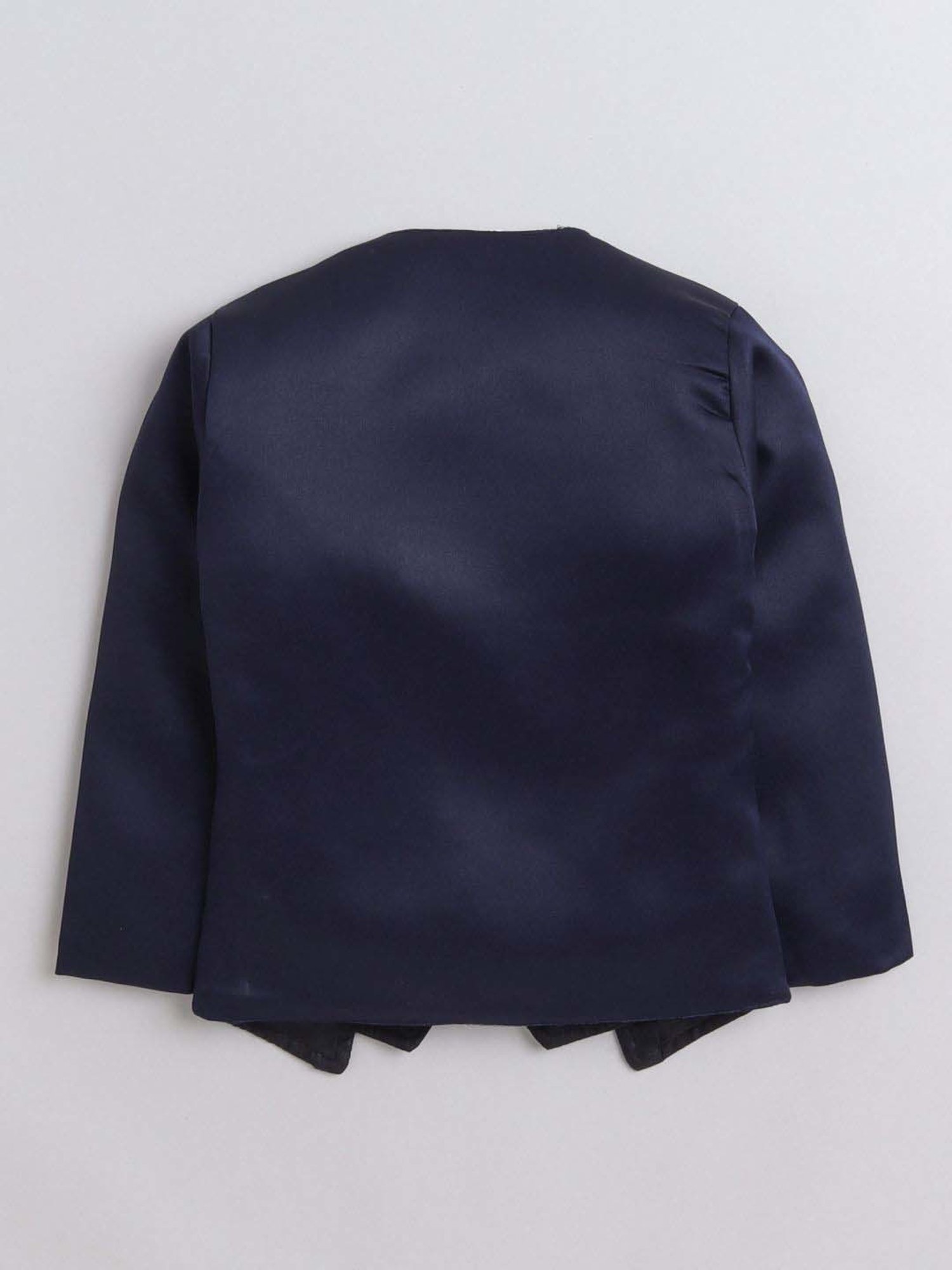 Fourfolds Boys Navy Blue Solid Full Sleeves Clothing Set