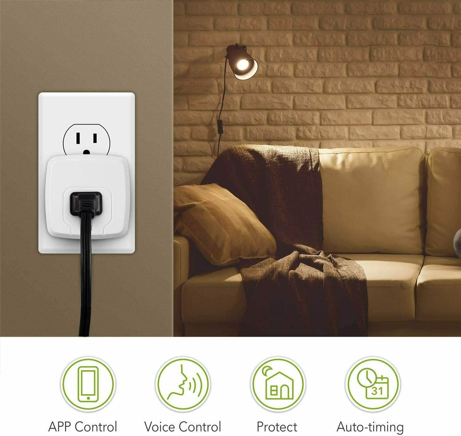 Mini Smart WiFi Plug Compble with Alexa/Google Home ETL Listed 2 Pack