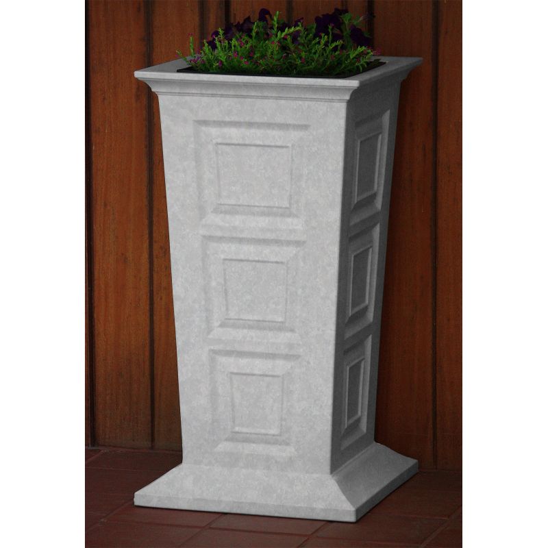 Good Ideas Savannah Outdoor Weatherproof Large Self Watering Tall Colonial Planter, Light Granite