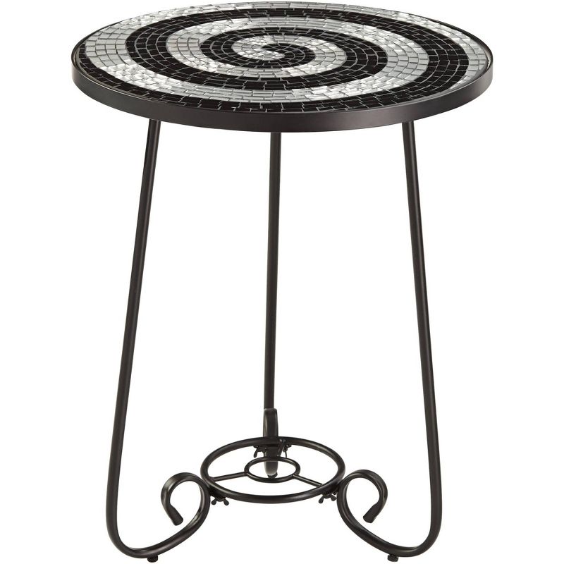 Teal Island Designs Spiral Mosaic Black Iron Outdoor Accent Table