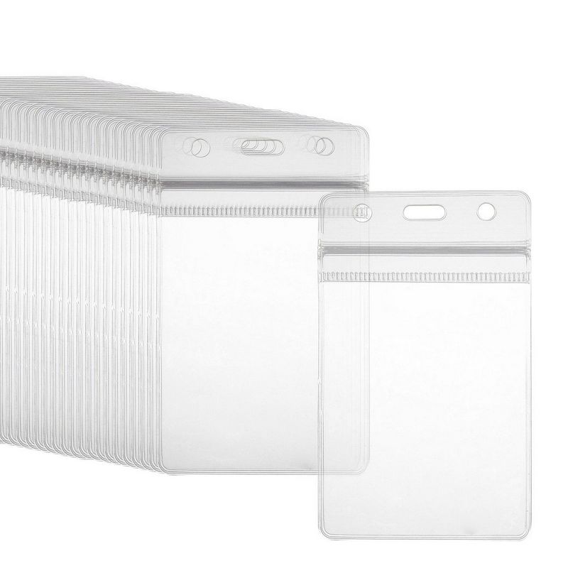 100-Pack Id Badge Holder, Plastic, Waterproof, Resealable, Clear, 4.3x2.7 Inches