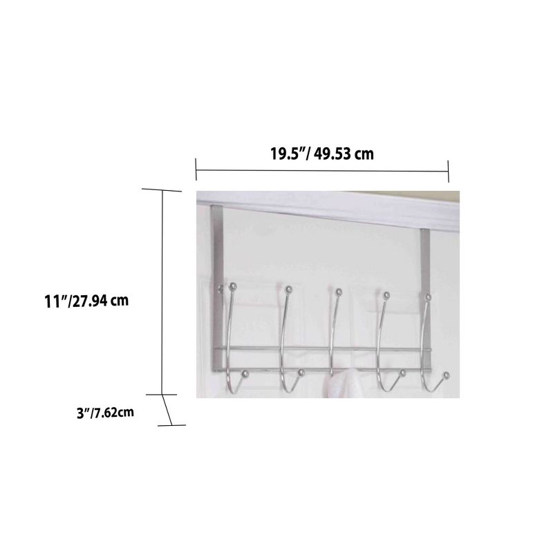 Home Basics Chrome Plated Steel Over the Door 5 hook Hanging Rack
