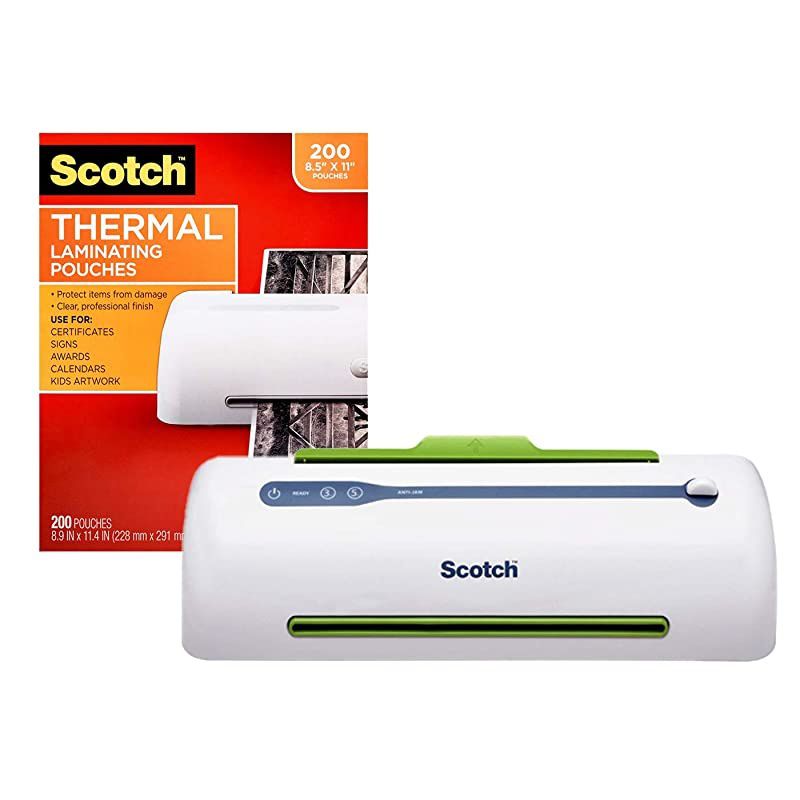 PRO Thermal Laminator and Pouch Bundle 2 Roller System Never Jam Technology Automatically Prevents Misfed Items TL906 with Thermal Laminating Pouches 200Pack TP3854200