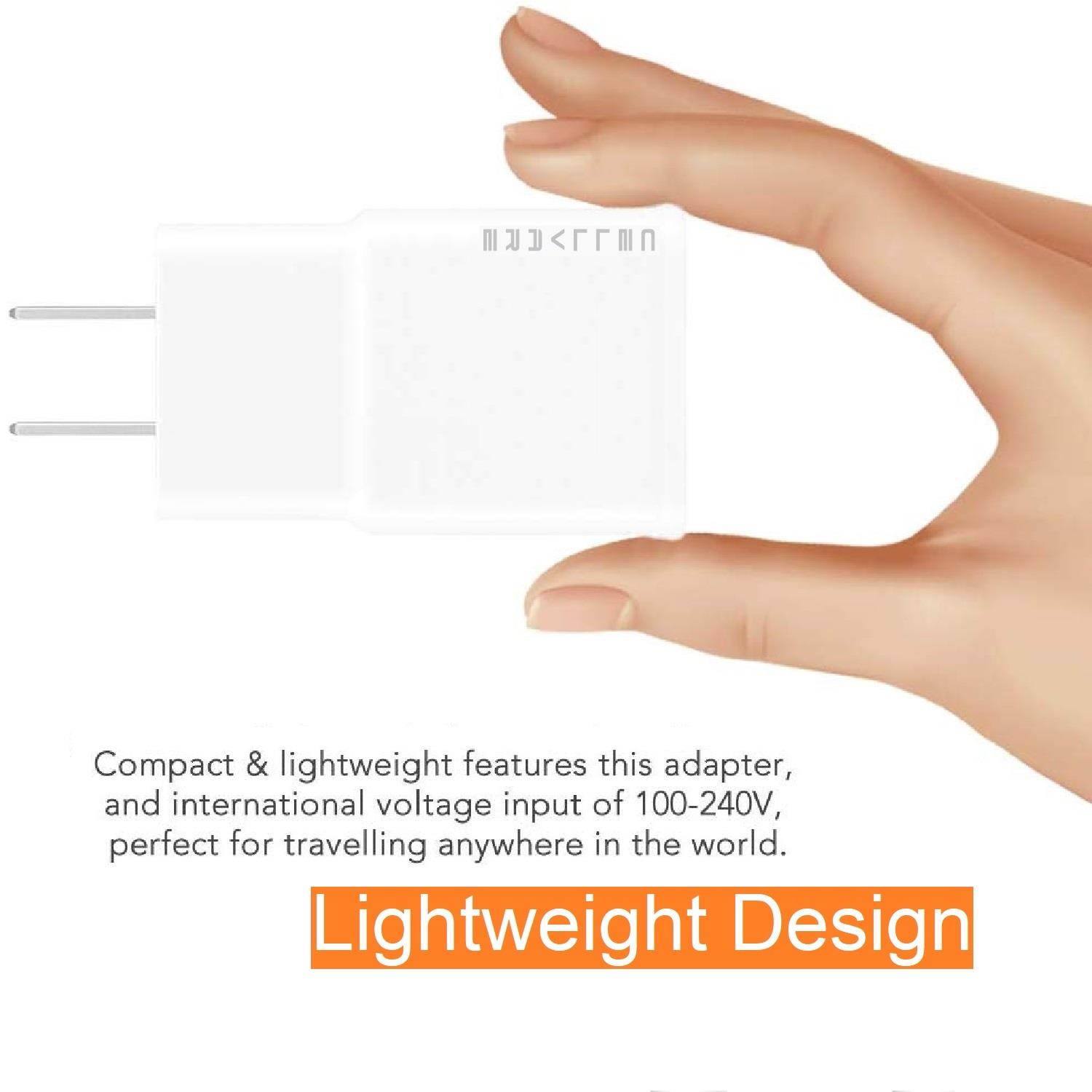 Adaptive Fast Charging (AFC) Wall/Travel Charger w/ Type C 3 Ft Cable for Samsung S8/S9,LG G5/G6/Motorola/Nokia  - White