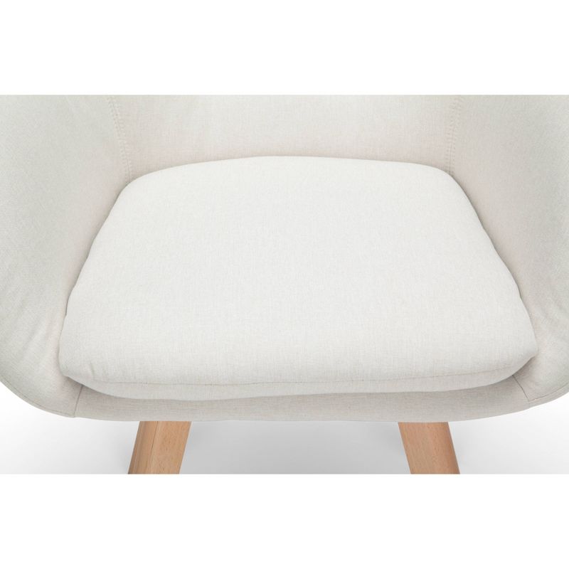 Set of 2 Tufted Fabric Mid-Century Modern Accent Chair with Arms Dining Chair Solid Beechwood Legs Beige - OFM